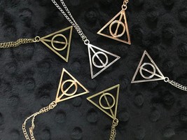 ~2~Deathly Hallows Necklaces ~*Potter* ⚡️Triangle Round PendantMagic Wizard! - £10.37 GBP+