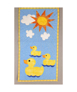 Handmade Ducks Clouds Quilt Applique Wall Hanging Sunny Spring 12x22 in ... - $26.70