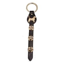 Beagle Dog Charm Black Leather Sleigh Bell Door Hanger Made in USA Belsn... - $39.58