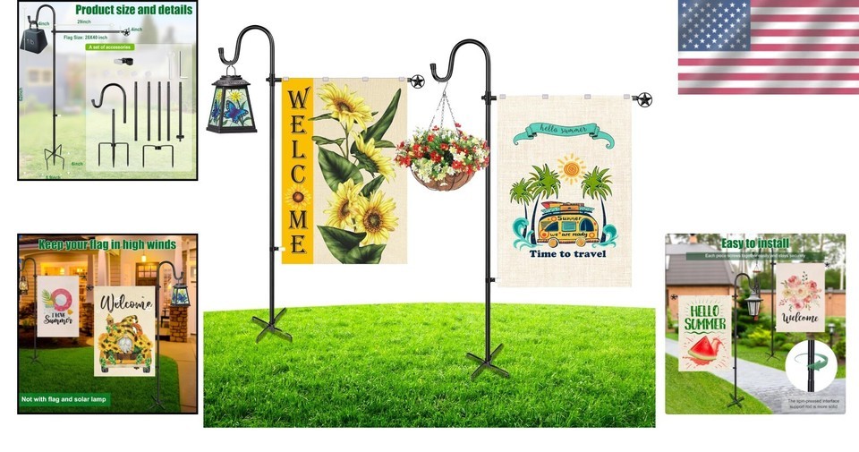 Heavy-Duty Alloy Steel Garden Flag Holder - Stylish 2-Pack with Easy Setup Item image 2