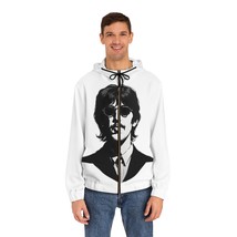 Ringo Starr Beatles Black And White Portrait Men&#39;s 95% Polyester Hoodie - £44.54 GBP
