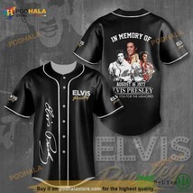 Elvis Presley Signature And Images Black 3D Baseball Jersey Shirt - £12.43 GBP+