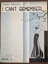 1933 Vintage Sheet Music-I Can&#39;t REMEMBER-Irving Berlin Inc. New York-VTG - £8.29 GBP