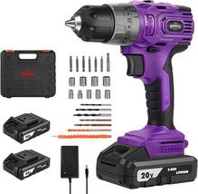 20V Compact Power Drill Driver, Purple Brushless Electric Drill, By Burgarden. - £97.24 GBP
