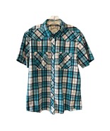 Roebuck &amp; Co. Men’s L Plaid Pearl Snap Western Shirt – Blue/Black/White ... - $20.00