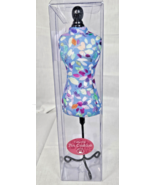 Dritz Collectible Pin Cushion 2018 Dress Form Blue Colors Leaves - $29.95