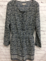 Ann Taylor Loft Womens Romper Playsuit Navy White Paisley Button Long Sleeve 2 - £12.30 GBP