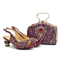 New Arrival African Wedding Shoes and Bag Set WINE Italian Shoes with Matching B - £99.47 GBP