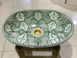 Oval sink/Moroccan ceramic sink, handmade and hand painted/ handmade was... - $395.55