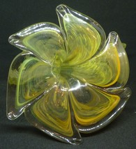 VINTAGE MURANO ART GLASS YELLOW FLOWER CANDLE HOLDER - £14.84 GBP