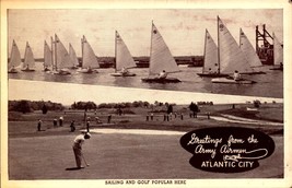 Greetings from the Army Airmen Sailing &amp; Golfing Atlantic City, NJ POSTCARD BK67 - £3.95 GBP