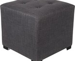 Merton Designer Square 4 Button Tufted Upholstered Ottoman, Grey/Red - $233.99