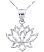 High Polish 925 Sterling Silver Open Design Lotus Flower Pendant Necklac... - £52.46 GBP