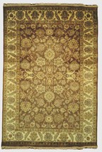 Brown Wool Hand-Knotted Rug 5 x 9 Jaipur Fine Quality Durable Oriental Rug - £914.04 GBP
