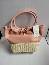 A New Day Pink Straw Bag Faux Leather And Straw NWT - £13.32 GBP