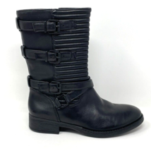 Arturo Chiang Womens Black Leather Side Zip Motocross Style Boot, Size 7.5 - £29.54 GBP