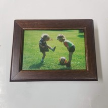 Musical Photo Jewelry Box Wood Mirror Hinged Lid Wind Up Lined Plays Memory Song - £10.12 GBP
