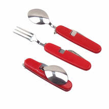 1PC/Set Outdoor Tableware Stainless Steel Spoon/Fork/Knife/Bottle Opener 4 in 1  - £13.49 GBP