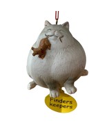 Fat Kitty Cat Holding Dog In Mouth FINDERS KEEPERS Tag Silly Figure Orna... - £10.68 GBP