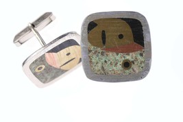 Mid Century Modern Taxco Mixed Metals and Chip inlay cufflinks - £109.60 GBP