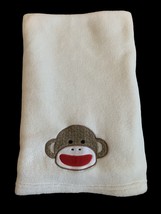 Baby Starters Sock Monkey Face Plush Baby Blanket, Cream Colored. - £23.73 GBP