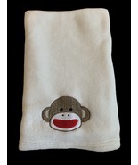 Baby Starters Sock Monkey Face Plush Baby Blanket, Cream Colored. - £23.34 GBP