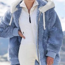 Vintage Thick Warm    Long Coat Women Winter Hooded Plush Jacket Elegant Zippper - £172.59 GBP