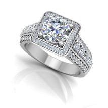 2.85Ct Round Cut White Moissanite Halo Engagement Ring 14k White Gold in Size 9 - £209.14 GBP
