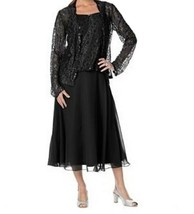 Mother of Bride Groom Wedding Black Lace Jacket dress formal Gown plus 1... - £79.69 GBP
