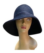 vtg HELEN KAMINSKI brushed felt 100% Wool Cloche black hat wide brim - £110.58 GBP