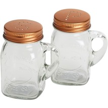 Olde Thompson Mason Glass Jar Salt and Pepper Shakers Copper Color Lid G... - $14.97