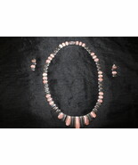 Vintage Rhodochrosite and Onyx 950 Sterling Necklace and Earrings(Chili)... - $430.00