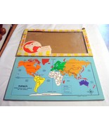 Complete Vintage Playskool 20 Piece Inlaid Wood Board World Map Puzzle #780 - $27.34 CAD