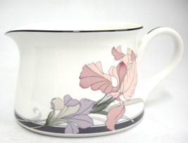 Noritake Cafe du Soir Gravy Boat  Gray Band Pink Purple Floral Iris - $14.84