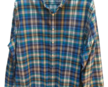 Reed Edward men 2XL long Sleeve Button Shirt plaid blue green cotton - $17.81