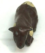 Vintage Jonh Hill &amp; Co Painted Lead Cow, Brown with White Spots, Lying Down - £5.95 GBP
