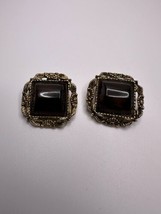 Vintage Gold Faux Amber Clip Earrings 3cm - £4.72 GBP