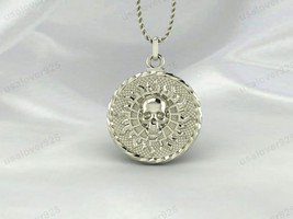 Skull Round 925 Sterling Silver Handmade Unique Modern Pendent Necklace ... - $80.53 CAD+