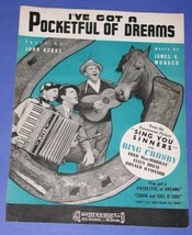 Bing Crosby Fred Macmurray Sheet Music Vintage 1938 I&#39;ve Got Pocketful Of Dreams - £11.76 GBP