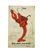 Anthropomorphic Lobster Vintage Postcard 1905 Why Don’t You Write? Poste... - $87.45 MXN