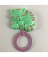 Napping Kitty Cat Kitten Plastic 5&quot; Baby Rattle Infant Toy Vintage 80s 90s - €17,02 EUR