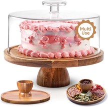 Acacia Wood Cake Stand With Lid - Multifunctional 12 In Round Cake, No G... - $64.99