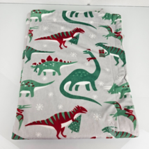 Thro Marlo Lorenz Baby Blanket Gray Red Green Xmas Dinosaur Sherpa Dayton Dino - £39.51 GBP
