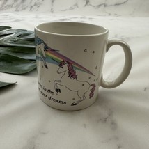 Russ Vintage Believe in Your Dreams Unicorn Rainbow Coffee Mug 80s Pastel - £14.74 GBP
