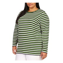 MSRP $74 Michael Kors Plus Striped T-Shirt Green Size 1X - £33.30 GBP