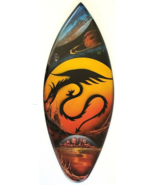 Surfboard W/Dragon Wood 20&quot; Long Acrylic Spray Paint Street Art Cozumel ... - $325.99