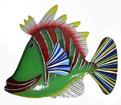 WorldBazzar Green with RED Stripe red Lips Beautiful Unique Fish Metal Hanging W - $24.69