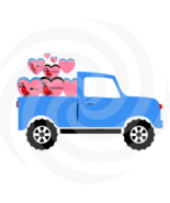 Hearts with Truck 5H-Digital Clipart-Art Clip-Gift Cards-Banner-Gift Tag... - £0.98 GBP