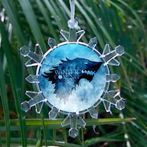 Game Of Thrones Winter Is Coming Snowflake Lit Holiday Christmas Tree Ornament - £12.79 GBP