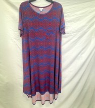 LulaRoe Red &amp; Blue Soft Knit Pullover Shift Dress Size XL - $25.66 CAD